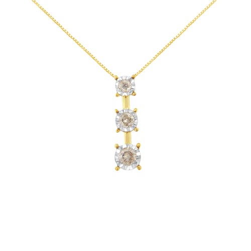 10K Yellow Gold 1/4 cttw Miracle-Set Brilliant Round Cut Diamond